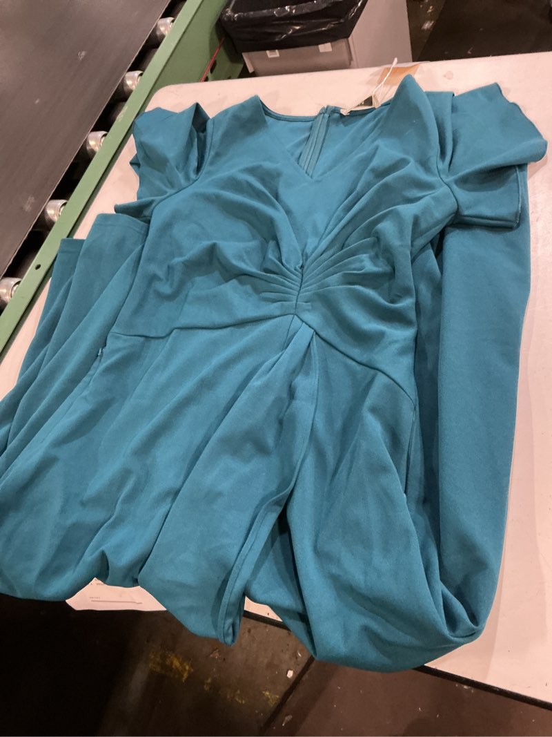 Condition photo showing Good Condition for wedding guest dresses for women have pockets cocktail dress ruffle sleeve a line evening party formal dresses for women medium upgrade-peacock blue