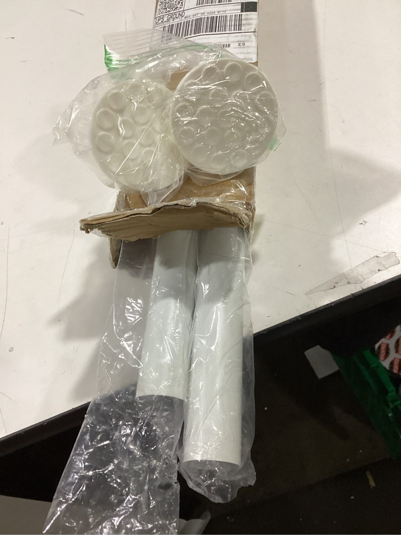Condition photo showing As Is for White Tension Curtain Rod 51-126 Inch, Long Curtain Rod No Drilling for Window or Bathroom Patio, Outdoor Tension Rod for Patio, Easy to Install, Never Rust, Rod Diameter 1.26 Inches-White White 51''-126''