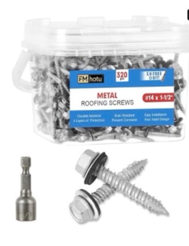 fmhotu metal roofing screws #14×1-1/2inch, 500-pcs, hex head rustpert coating sheet metal to wood si