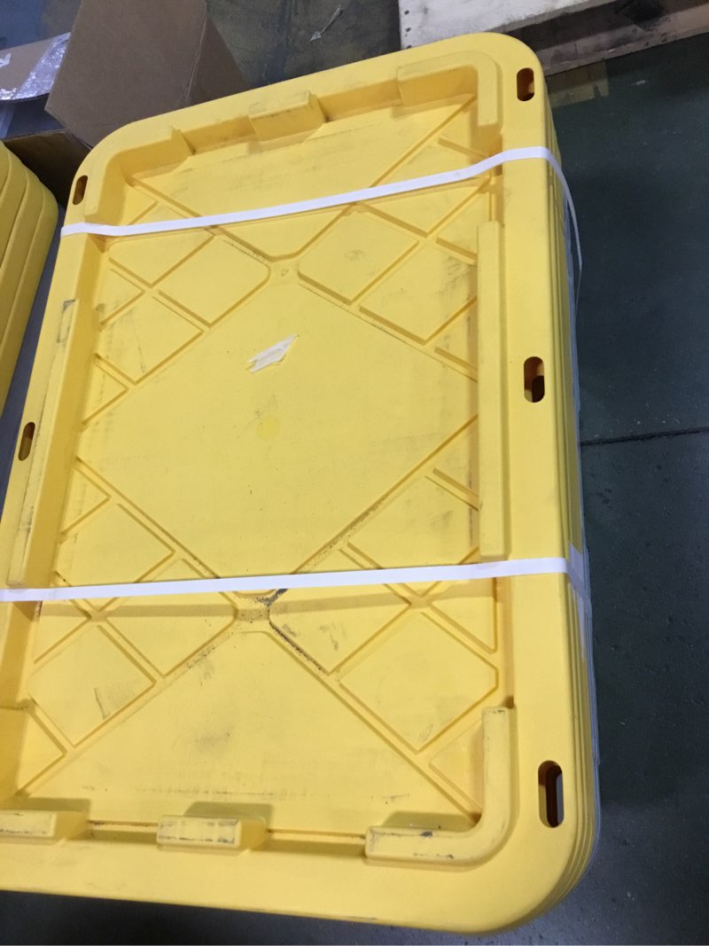 Condition photo showing Good Condition for Office Depot® GreenMade® Professional Storage Totes, 23 Gallon, Clear/Yellow, Pack Of 3 Totes