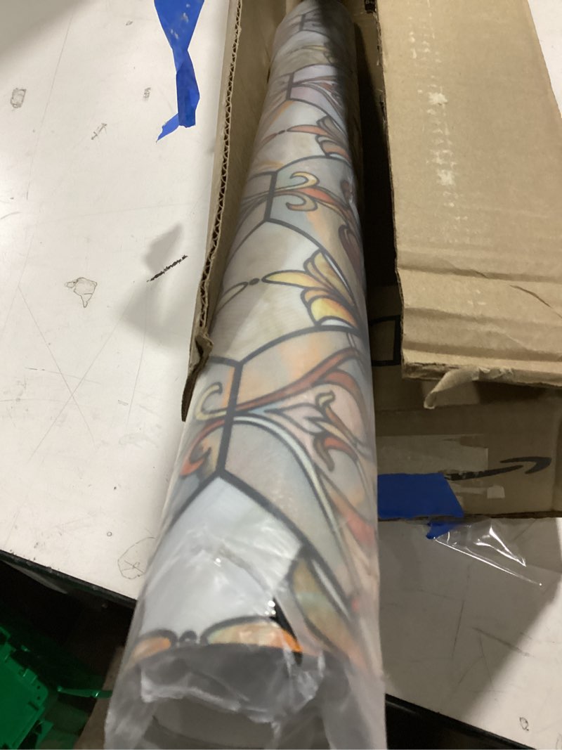 Condition photo showing Good Condition for 3D Stained Glass Window Privacy Film, Heat Control UV Blocking Static Cling Decorative Window Film for Bathroom,Front Door,Home Non Adhesive 23.6 x 35.4 inches Golden Filigree Golden Filigree 23.6 x 35.4 inches