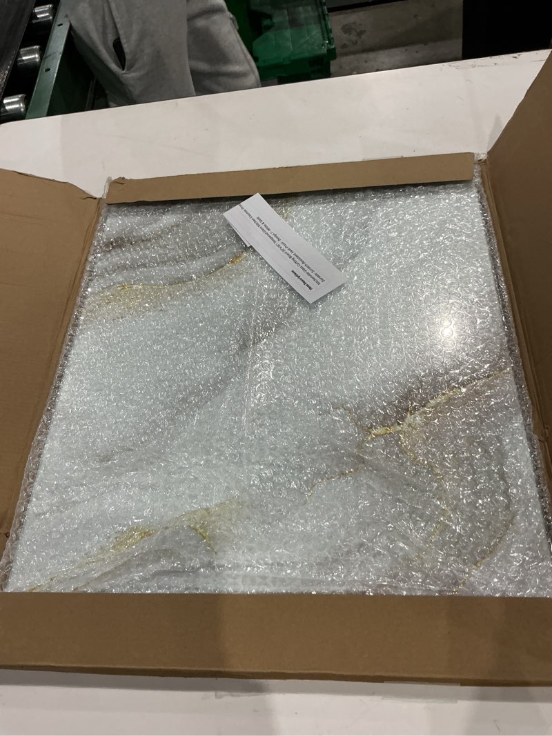 Condition photo showing Good Condition for glass cutting board 20”x16”: tempered glass kitchen counter protector - durable- scratch-resistant, heat-proof - design 7 - white & gold design 07 20"l x 16"w