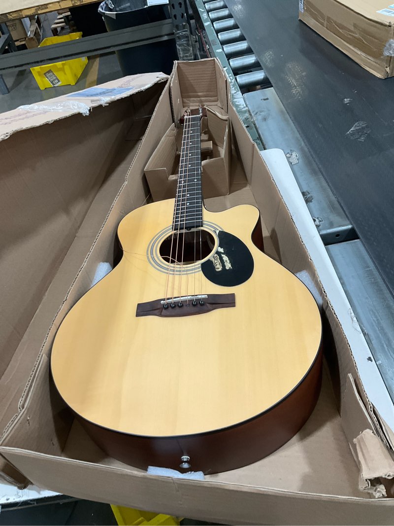 Condition photo showing As Is for jasmine s34c orchestra acoustic guitar, spruce top, sapele back & sides, advanced x bracing, venetian cutaway, slim neck, 25.5" scale, natural finish, chrome tuners, rich balanced tone guitars acoustic guitar