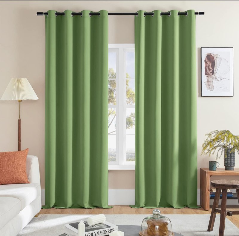 Rutterllow Blackout Curtains for Bedroom, Thermal Insulated Noise Reducing Window Drapes for Living Room, Grommet Top (52x95 Inch, Fresh Green) 52"W x 95"L (Pack of 2) Fresh Green