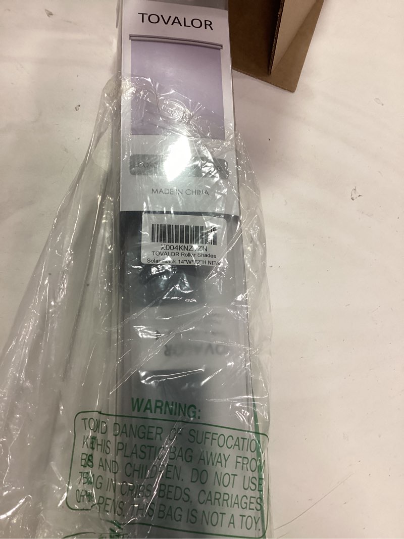 Condition photo showing New/Like New for Cordless Roller Shades for Windows,Light Filtering Pull Down Blinds,Solar Screen Door Blinds,Flame Retardant UV Protection Fabric for Home Office (14/“to W x 72\\\" H,Solar Black) Solar Black 14/“W x 72\\\"H