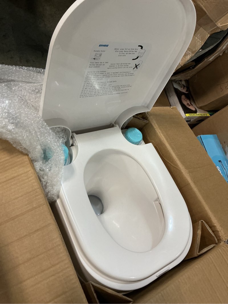 Condition photo showing As Is for Kohree 6.34 Gal Portable Toilet for Adults: Large Camping Toilet with Detachable Waste Tank - Odorless Leak-Proof Boat Porta Potty with Paper & Detergent Collection for Home Use, Camper, RV Travel 6.34 Gal-Standard Extra Large
