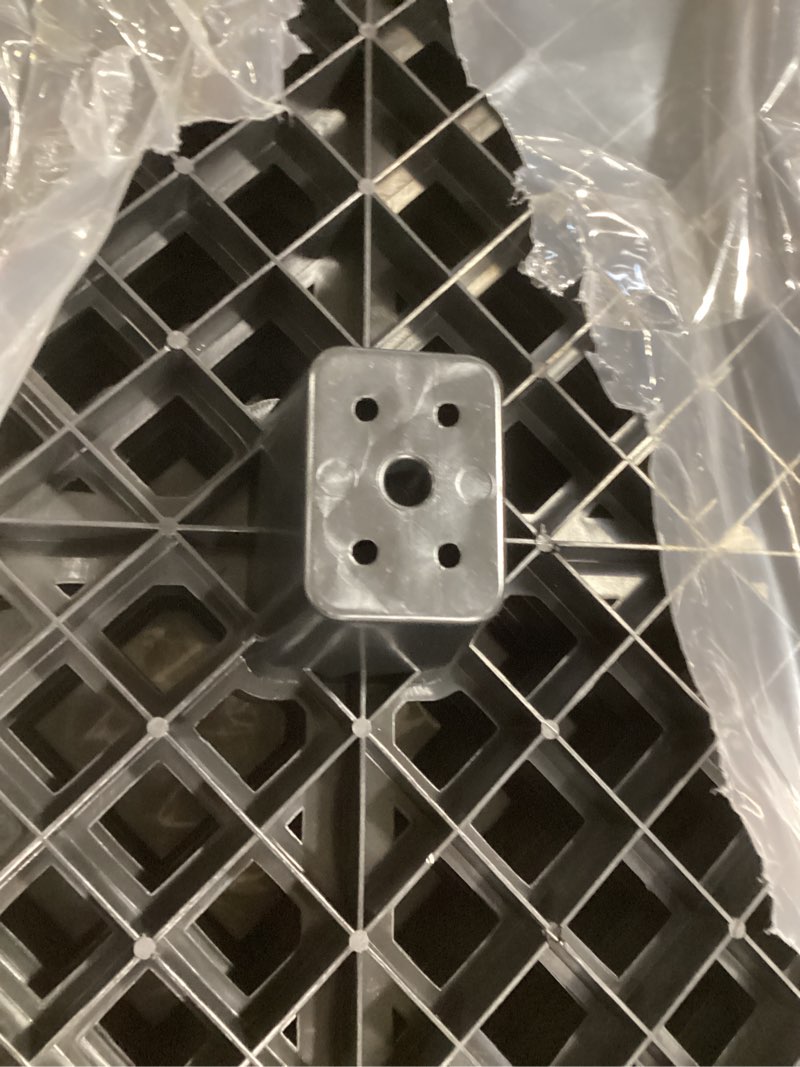 Condition photo showing Good Condition for 4 pcs plastic pallets for basement storage nestable moisture waterproof lightweight floor pallets with breathable grid for indoor outdoor supermarket warehouse (23.6 x 15.8 x 3.9 inch,black) 23.6 x 15.8 x 3.9 inch black 4