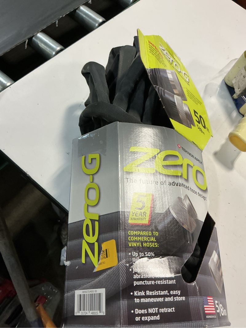 Condition photo showing As Is for new zero-g 4001-50 lightweight, ultra flexible, durable, kink-free garden hose, 5/8-inch by 50-feet 5/8" x 50' hose