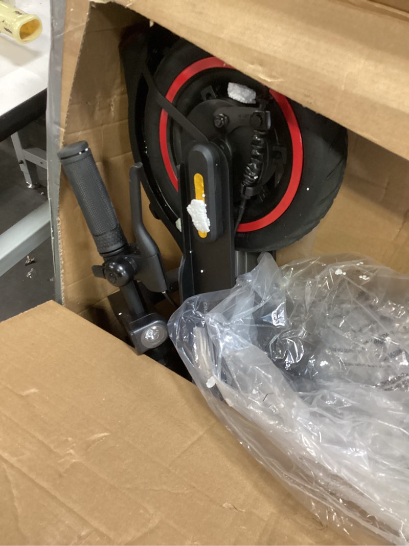 Condition photo showing As Is for electric scooters - electric scooter for adults, 500w peak motor, 18 max mph, 21 miles range, app control, lightweight foldable e-scooter black