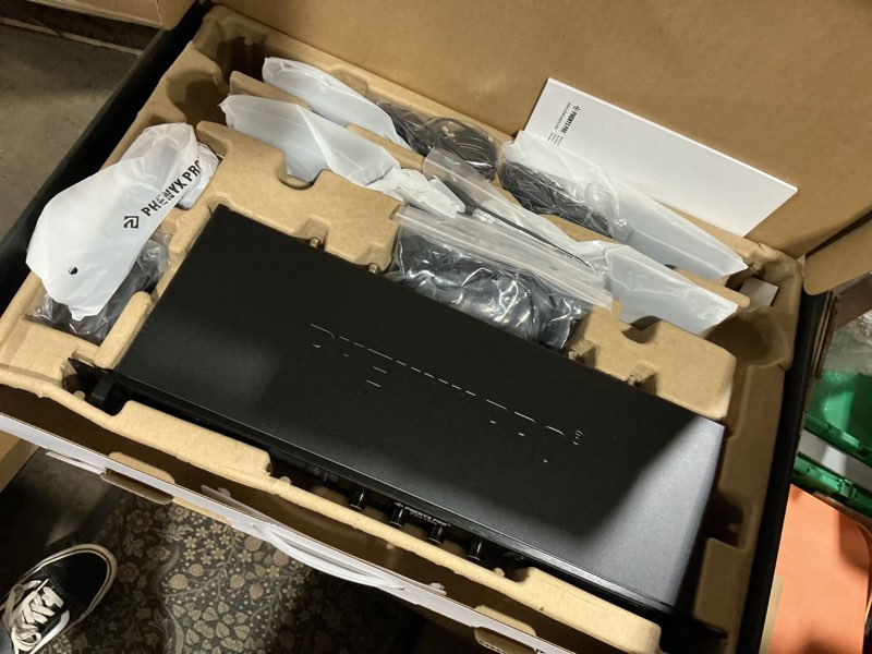 Condition photo showing Good Condition for working verified phenyx pro 4-channel wireless microphone system, uhf auto scan cordless mic set, 4 bodypacks w/headsets/lapel mics, 4x40 frequencies, 328ft coverage, mic for church, dj, meeting (ptu-7000-4b)