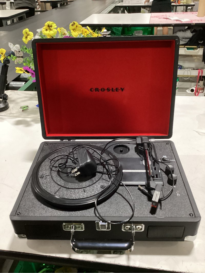 Condition photo showing As Is for crosley voyager vinyl record player with speakers and bluetooth - audio turntables