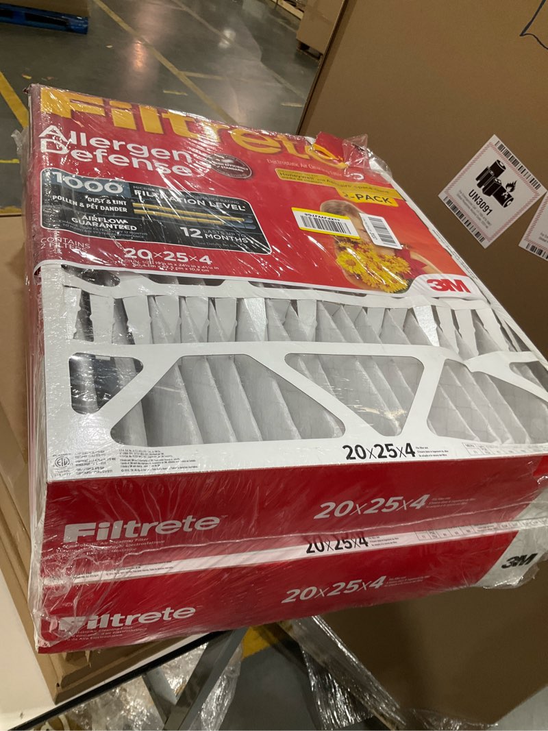 Condition photo showing New/Like New for filtrete 20x25x4 air filter merv 11, mpr 1000 micro allergen defense 2-pack, fits honeywell & aprilaire, ac furnace hvac filters for home, pleated electrostatic (actual size 19.88 x 24.63 x 4.31 in)