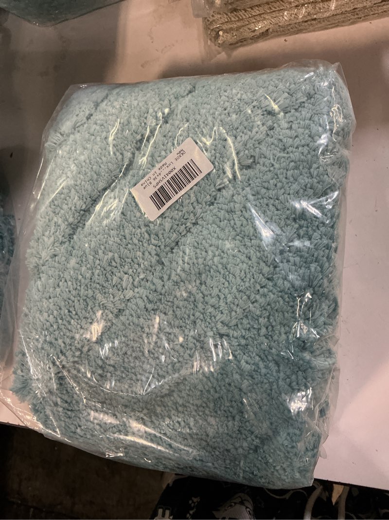Condition photo showing New/Like New for dexde luxury bathroom rug mat, plush fluffy microfiber bath rugs, extra soft and absorbent bathroom mat non-slip, bath mats for bathroom floor, tub and shower, 24x36 teal 24x36 blue