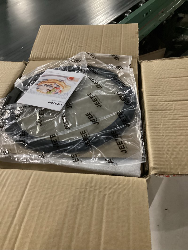 Condition photo showing New/Like New for JEETEE Pots and Pans Set Non Stick 17pcs, Kitchen Cookware Sets with Detachable Handle, Induction Nonstick Cookware Set with Removable Handle, Stackable RV Cookware, Oven Safe, PFAS/PFOA Free, Black 17 PCS Black