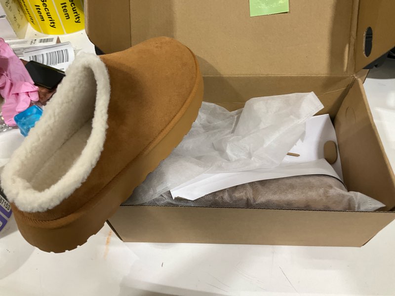 Condition photo showing Good Condition for Lyrisiphy Slippers for Women Genuine Suede & Real Shearling Fur Lining - Memory Foam House Slippers for Women Indoor Use - Water Resistant Womens Clogs House Shoes for Women 9.5 Brown