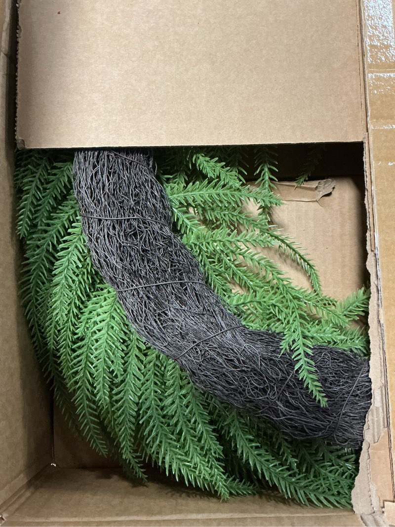 Condition photo showing New/Like New for 24 Inch Lighted Christmas Wreath for Front Door?Norfolk Pine Green Prelit Christmas Wreaths, Real Touch Wreath for Home Decorations Xmas Indoor Outdoor Decor (Green)