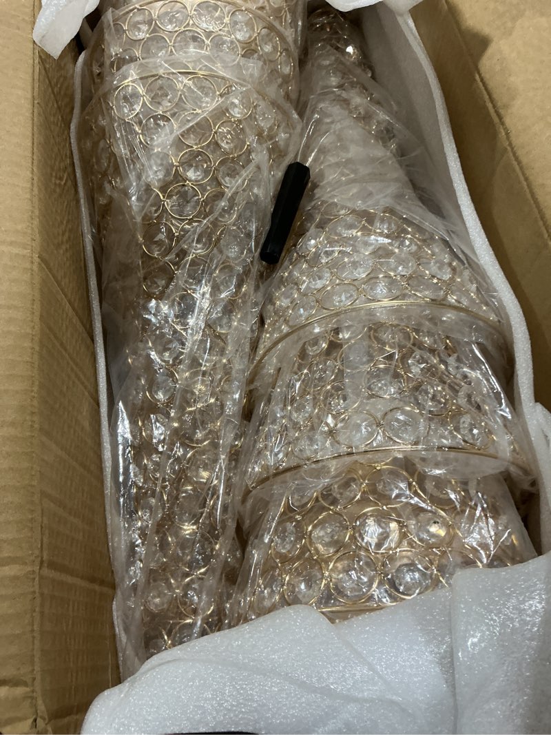 Condition photo showing Good Condition for 6 pcs 20 inch tall crystal vase classic elegance metal crystal trumpet flower vase stand for table floor christmas holiday celebration wedding banquet(gold)