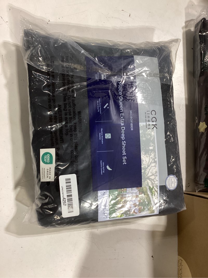Condition photo showing New/Like New for extra deep queen sheet set - 6 piece breathable and cooling sheets - hotel luxury bedding for women, men, kids & teens - easy & secure fit - soft, wrinkle free and comfy - extra deep pockets - black 08 - black queen