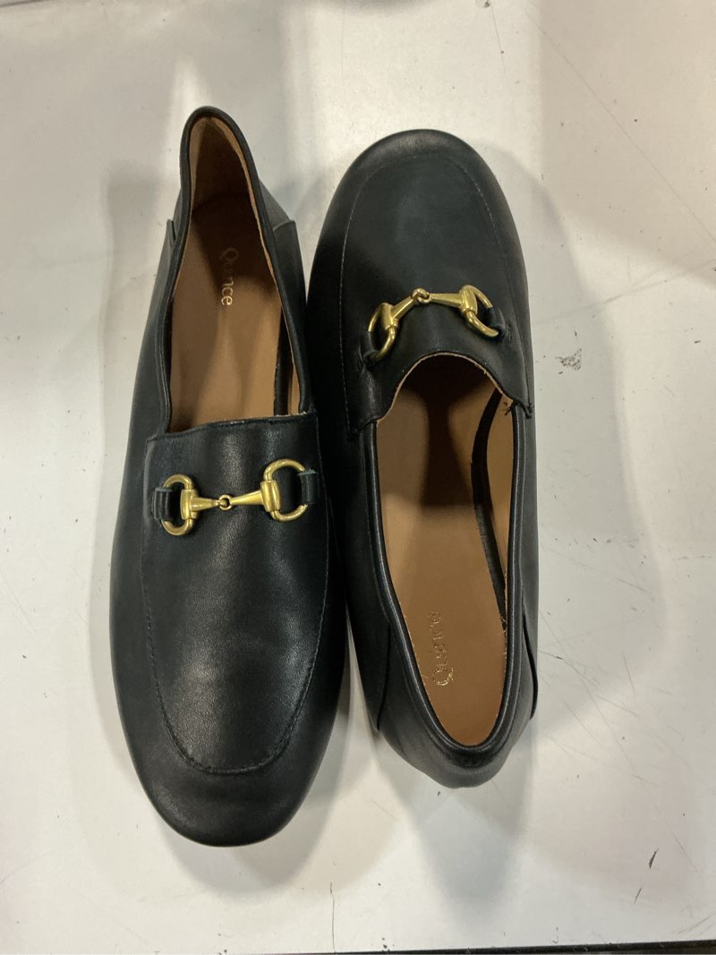 Condition photo showing As Is for quince italian leather horsebit loafer, 9, black