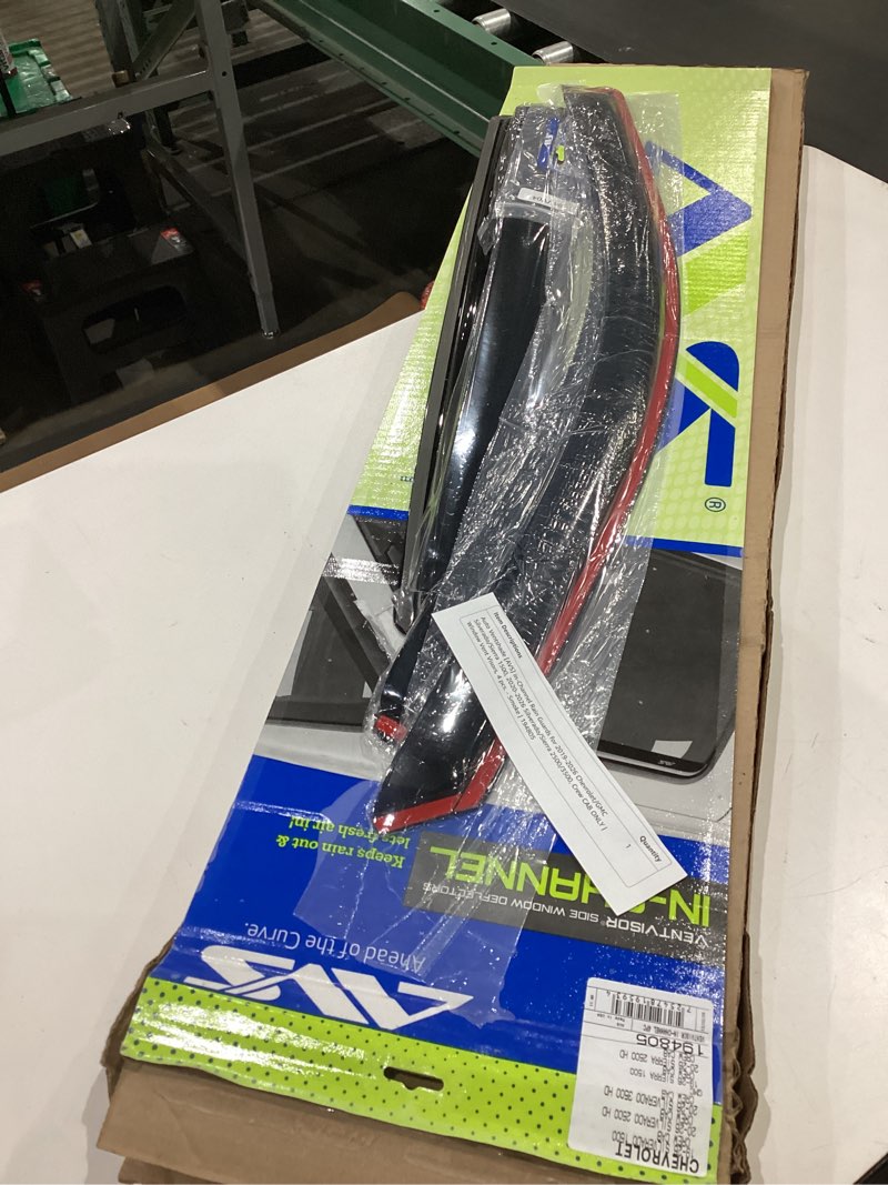 Condition photo showing As Is for auto ventshade [avs] in-channel rain guards for 2019-2026 chevrolet/gmc silverado/sierra 1500, 2020-2026 silverado/sierra 2500/3500, crew cab only | window vent visors, 4 pcs. - smoke | 194805 in-channel - smoke