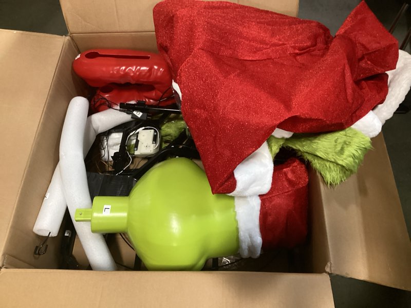 Condition photo showing As Is for Adult Deluxe Santa Grinch Costume | Dr. Seuss The Grinch Outfit with Full Mask, Red Hat & Jacket, with Pair of Gloves Small-Medium Multicolored