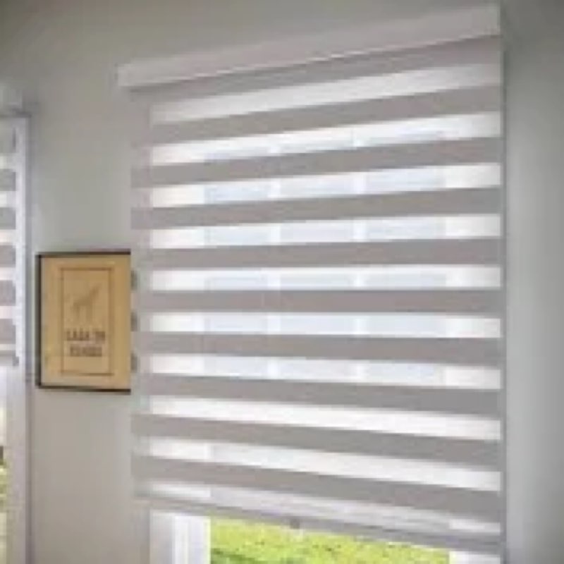 zebra blinds window dual layer roller shades, corded horizontal blind, bedroom, privacy, 72" length