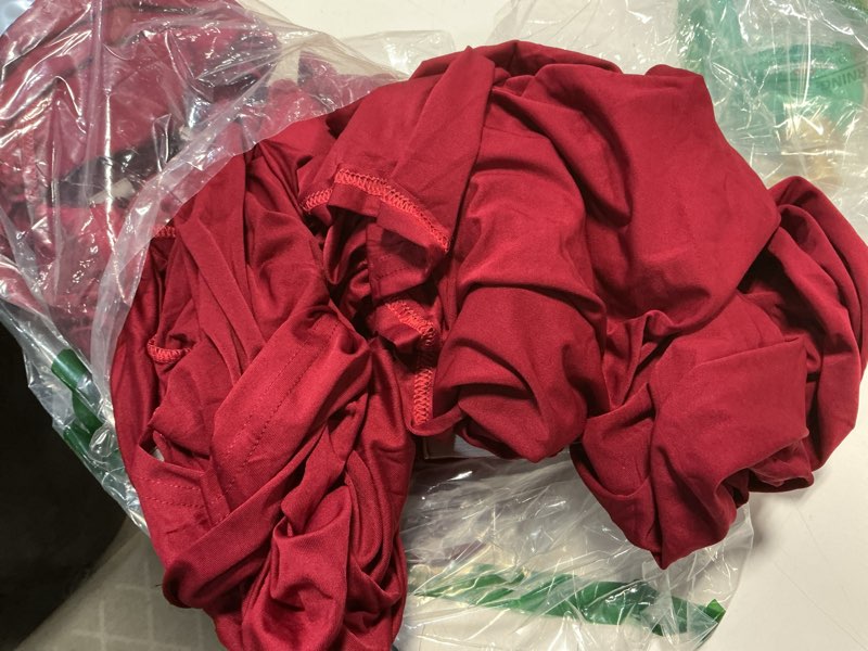 Condition photo showing As Is for Smiry 2 Pack Spandex Table Cloth 6FT, Elastic Fitted Stretch Tablecloths, Washable and Wrinkle Free Rectangular Patio Table Cover for Outdoor, Wedding, Banquet & Parties (Wine Red, 72Lx30Wx30H Inch) 30" x 72" Wine Red 2