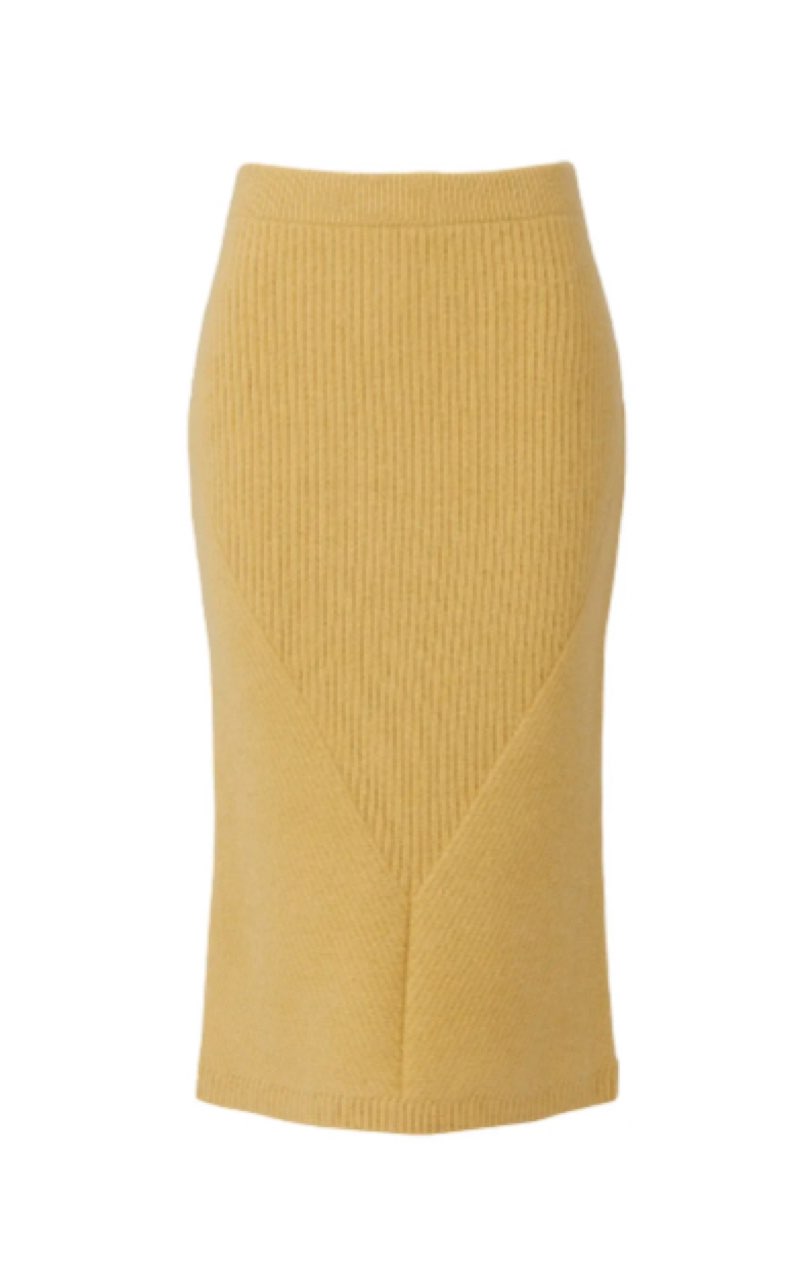 Yellow Knit Midi Skirt, size xl