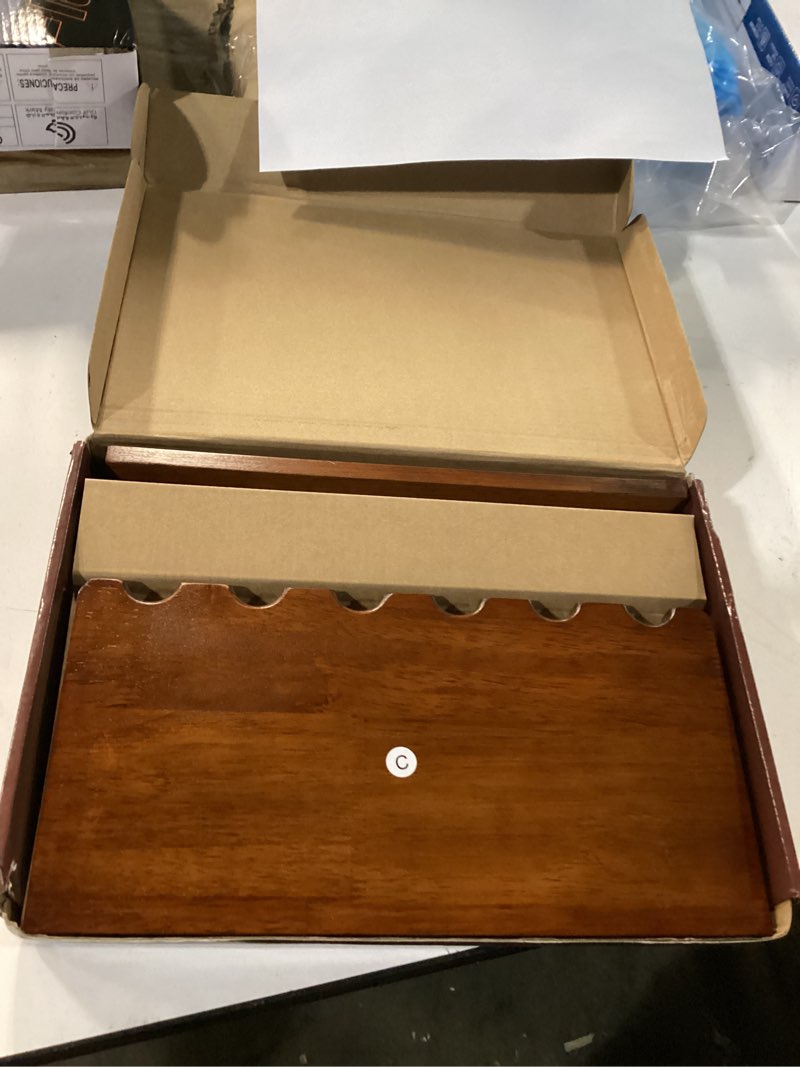 Condition photo showing New/Like New for wall mount pool stick holder - billiards pool cue rack hardwood pool cue set holder for 6 cues sticks storage pool table accessories equipment organizer 6 brown