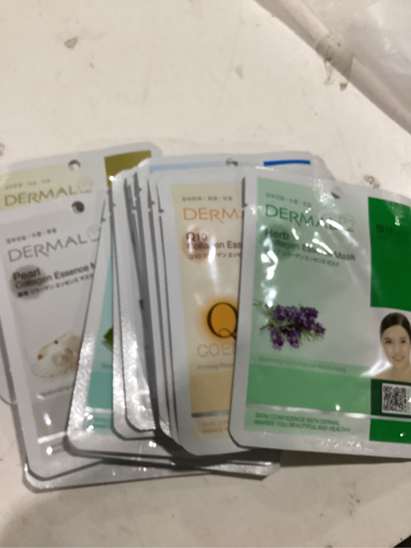Condition photo showing New/Like New for dermal 16 combo pack a collagen essence full face facial mask sheet - face pack for glowing skin - self home care face facial mask sheet - korean facial masks for women and men
