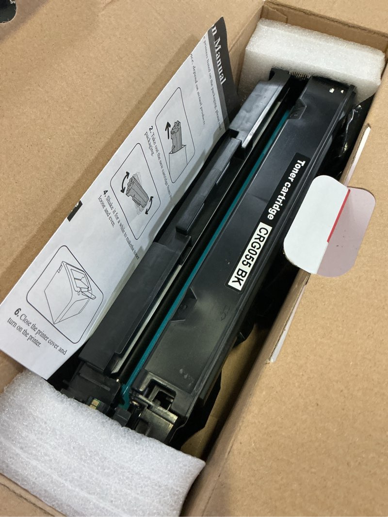 Condition photo showing As Is for 1 pack 055 3016c001 black toner cartridge: compatible crg-055 replacement for canon i-sensys lbp660 mf740 series imageclass lbp660c lbp664cdw lbp664cx mf740c mf741cdw mf743cdw mf746cdw series printer 055-1bk
