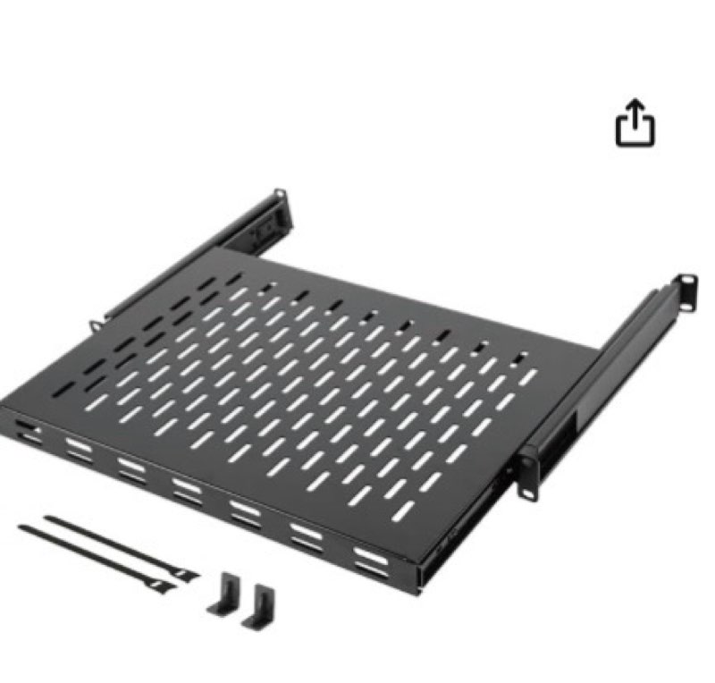 tecmojo 1u sliding rack shelf,4-post vented rack mount shelf,13.8in deep with adjustable mounting de