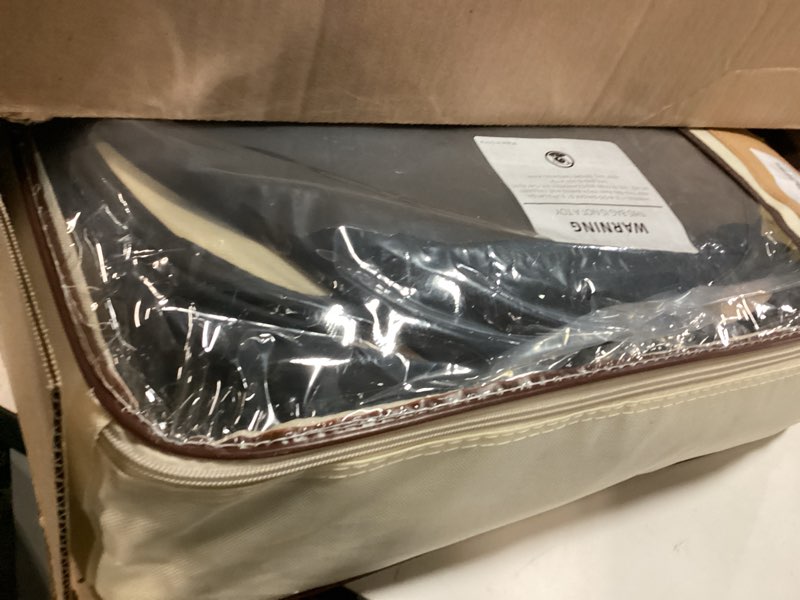 Condition photo showing Good Condition for FREESOO Black Beige Car Seat Covers Full Set - Faux Nappa Leather Seat Covers for Cars, Luxury Breathable Waterproof Front Seats with Lumbar Support and Back Seat Cover, Fit for Sedans SUVs Pick-ups Black-Beige Full Set - 5 Seats