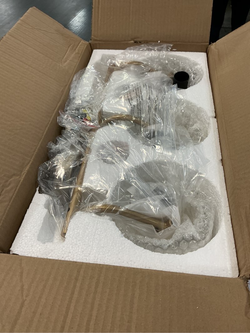 Condition photo showing New/Like New for CVKASH 3-Light Bathroom Vanity Light Fixtures Over Mirror,Brushed Gold Modern Vanity Lights with Glass Shade Vintage Wall Sconce for Bedroom Dressing Room Living Room Hallway Cabinet Gold1 3 Light