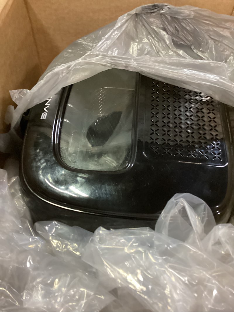 Condition photo showing As Is for keinve 1500w electric deep fryer with adjustable temperature control, 2.5l non-stick basket & viewing window, folding handle and locking cover for easy storage, black