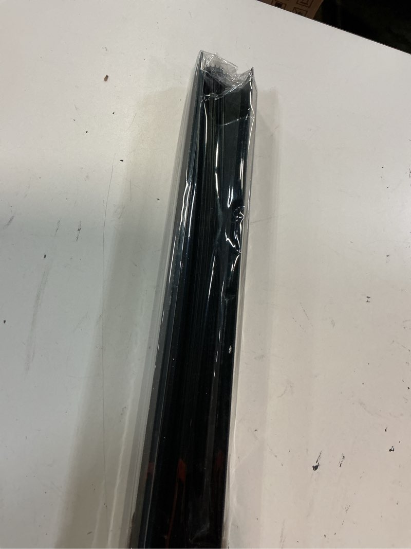 Condition photo showing Good Condition for 1-3/4" x 48" u shaped aluminum door sweep with drip cap, screw-on metal weather stripping for exterior doors (black) 48in