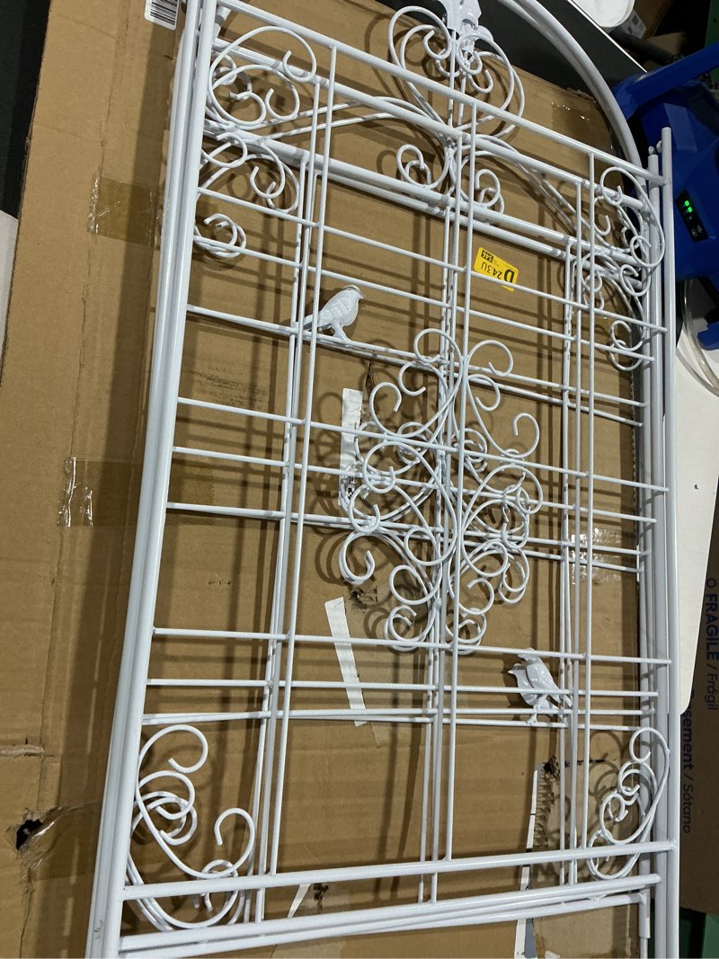 Condition photo showing Good Condition for 100% metal obelisk trellis for climbing plants outdoor & indoor - powder-coated steel tower obelisk plant support - heavy duty rust-proof garden trellis for climbing vine vegetables flowers (white, can be used as a fence)