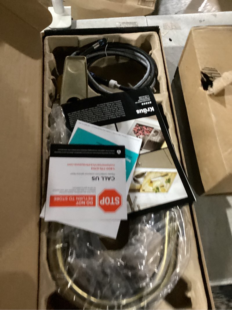 Condition photo showing New/Like New for KRAUS Oletto Single Handle Pull Down Kitchen Faucet in Spot-Free Brushed Brass, KPF-2820BB Brushed Bronze 17 inch Pull Down Faucet