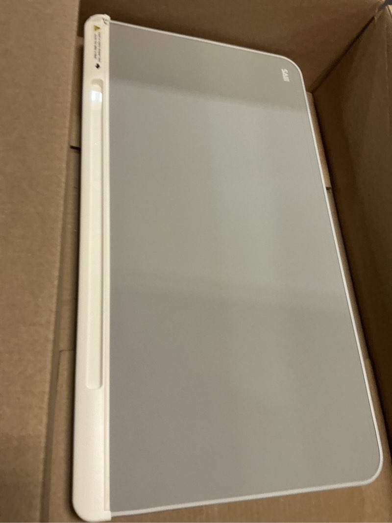Condition photo showing New/Like New for saiji laptop bed tray table - 23.6" x 13" adjustable portable standing desk with storage drawer, foldable lap desk fits 17" laptop, pvc leather for couch sofa (gray)