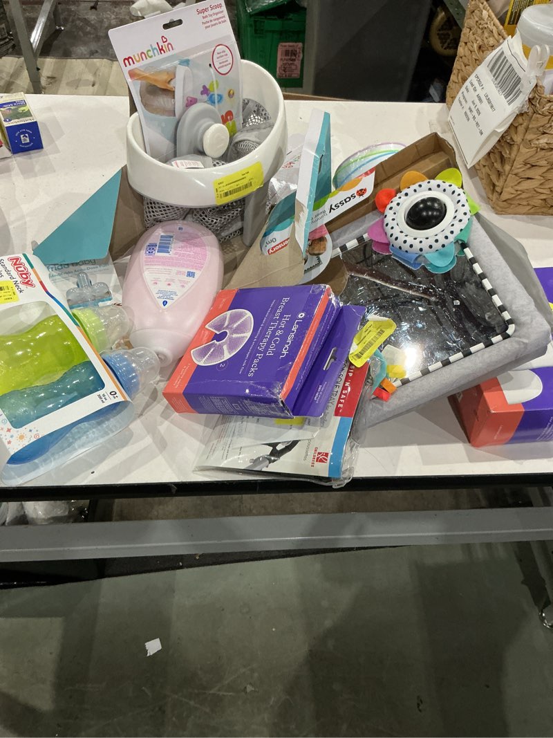Condition photo showing As Is for assorted lot of baby items (baby clothes, baby accessories, baby toys)
