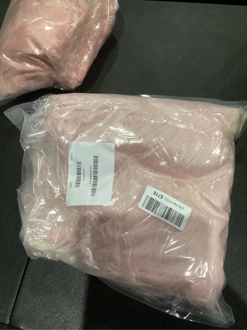 Condition photo showing As Is for LOCHAS Soft Fluffy Faux Fur Rugs for Bedroom Bedside Rug 2x3 Feet, Washable, Furry Sheepskin Area Rug for Living Room Girls Room, Luxury Shag Carpet Home Decor, Pink Pink 2' x 3' (Rectangular)