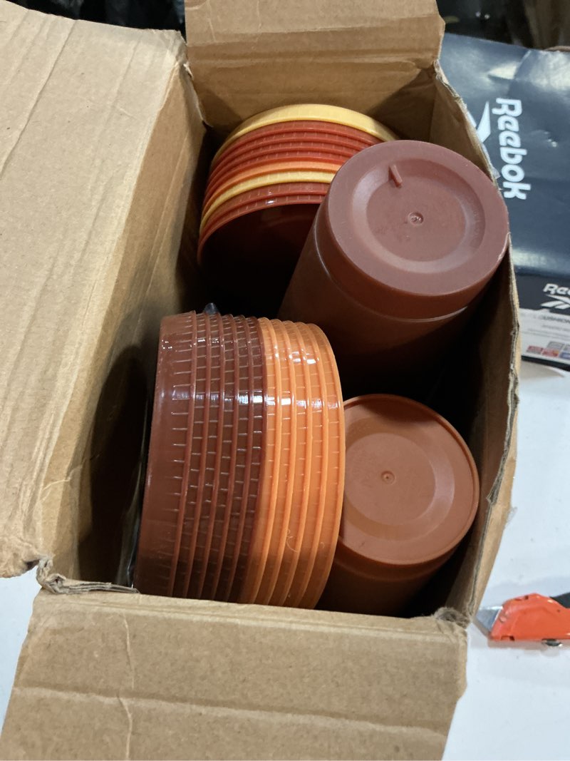 Condition photo showing As Is for skylety 24 pcs plastic cups with lids and straws 24 oz reusable tumbler large travel mug cup coffee beverage drinks party supplies for christmas wedding bridal baby shower birthday (brown) 24 brown
