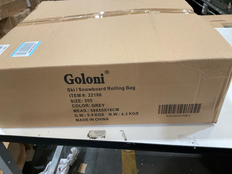 Condition photo showing New/Like New for Goloni Ski Bag with Wheels,Padded Snowboard Bag for Air Travel,600D Waterproof Fabric,Foldable Snow Bag Fits 2 Pairs Skis 190cm Grey