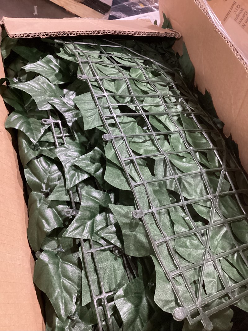 Condition photo showing Good Condition for Artificial Ivy Privacy Fence Screen, 120x40 inch Faux Hedge Fence Panel Greenery Vines, Balcony Privacy Screen Decoration for Patio, Balcony, Wall, Backyard Indoor Outdoor 120x40 inch Green Pothos Leaves