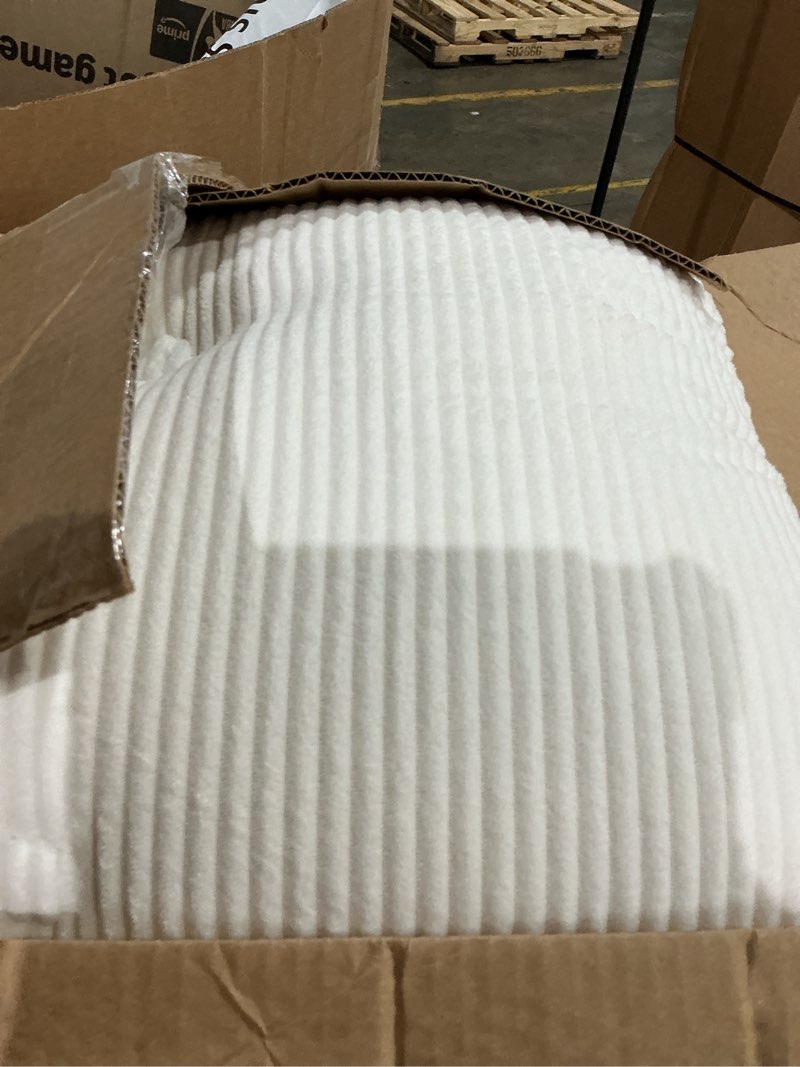 Condition photo showing As Is for wedge reading pillow headboard queen size, headboard bolster pillow for bed, triangular backrest cushion with removable corduroy cover, white white queen (59x20x8 inches)