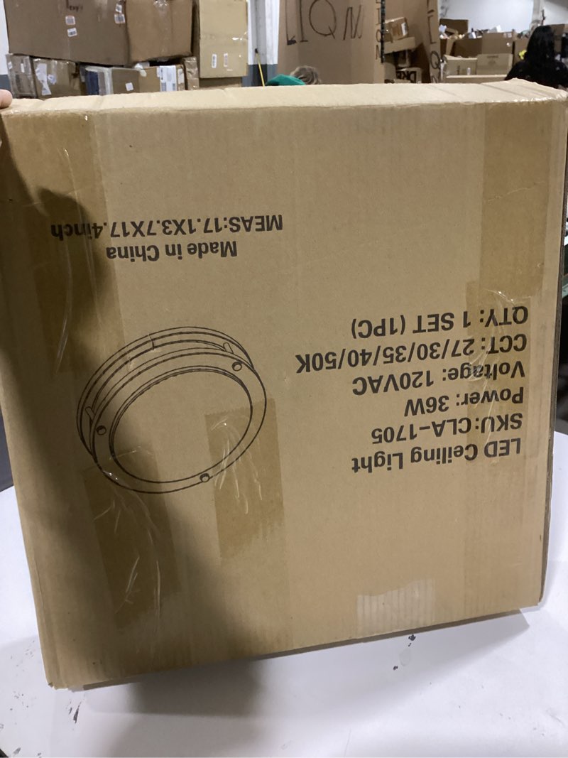 Condition photo showing As Is for hykolity 16 inch Dimmable LED Flush Mount Ceiling Light Fixture, Brushed Nickel, 36W, 2200LM, 2.7/3/
