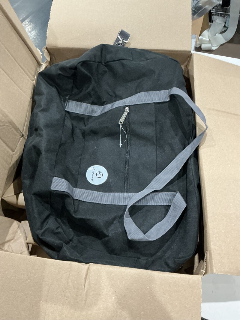 Condition photo showing Good Condition for for united airlines foldable carry on bag 22x14x9 travel duffel bag packable luggage duffle for women and men 40l (black (with shoulder strap))