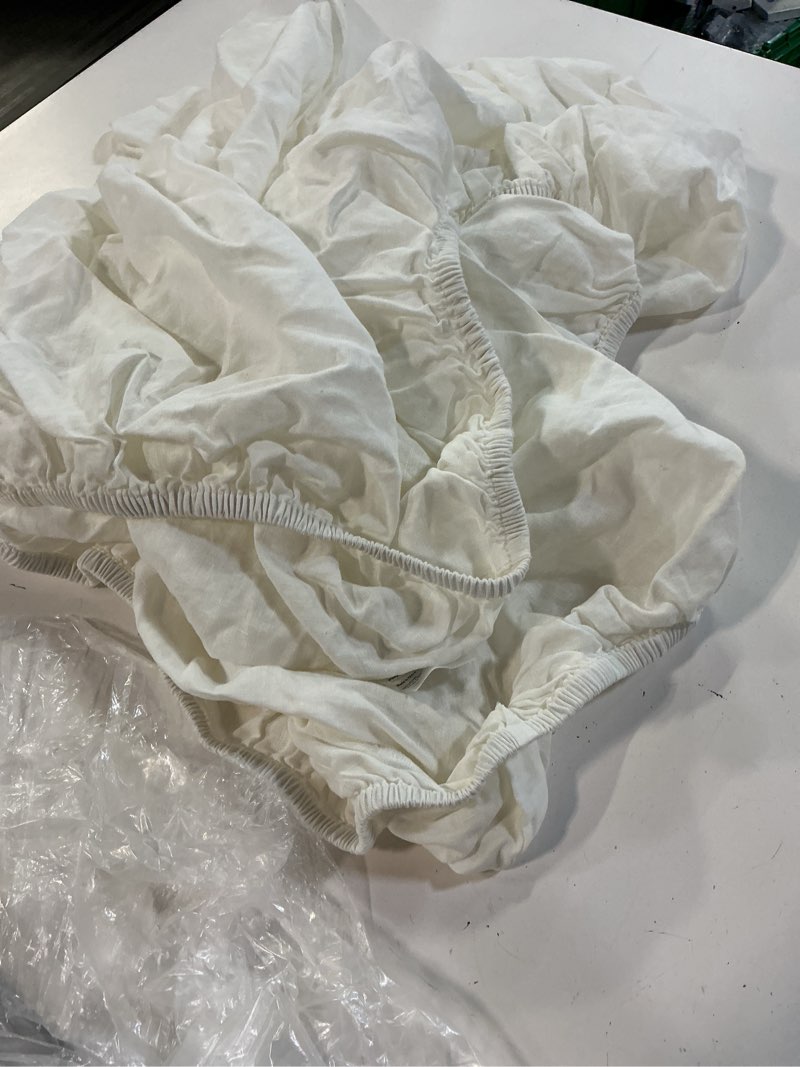 Condition photo showing Good Condition for european linen fitted crib sheet, one size, white