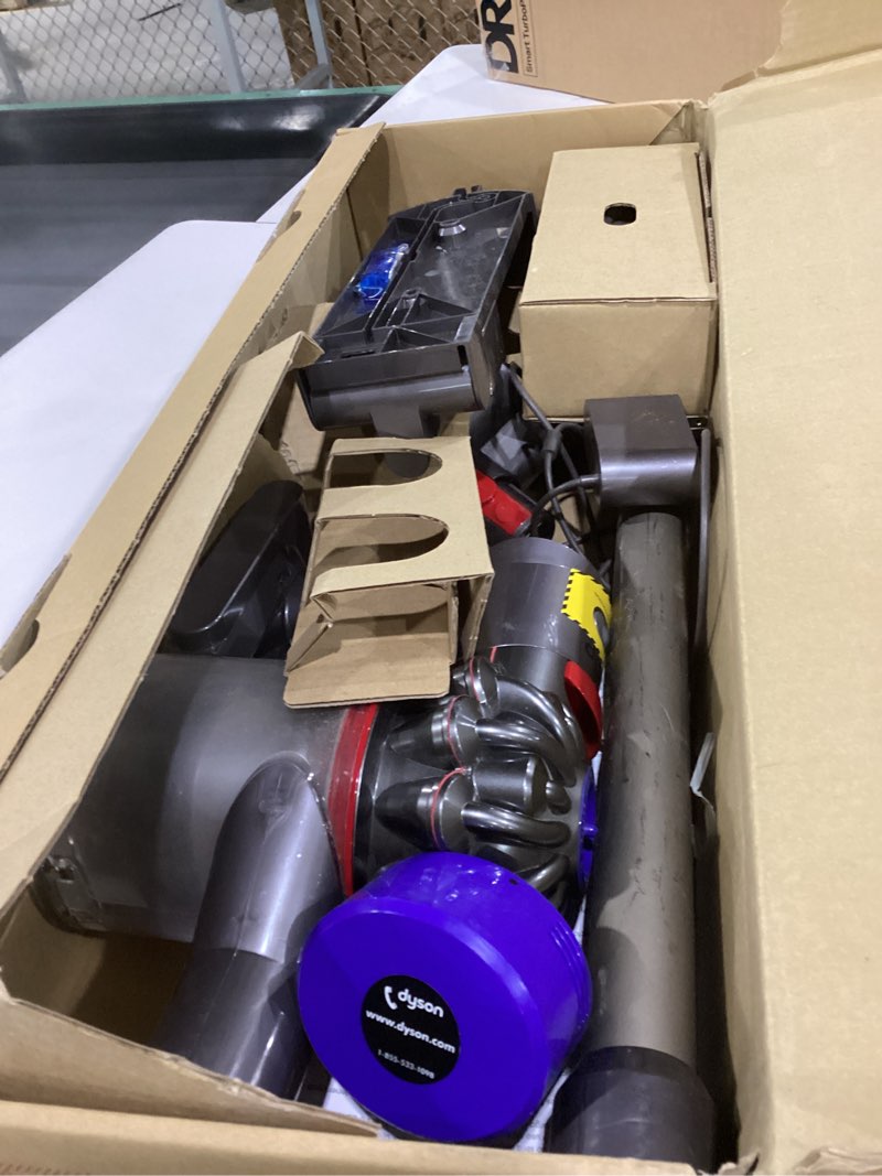 Condition photo showing As Is for not tested dyson v8 plus cordless vacuum, cleans hard floors and carpets, detangles, converts to handheld, 115aw, 2 power modes, up to 40 minutes¹