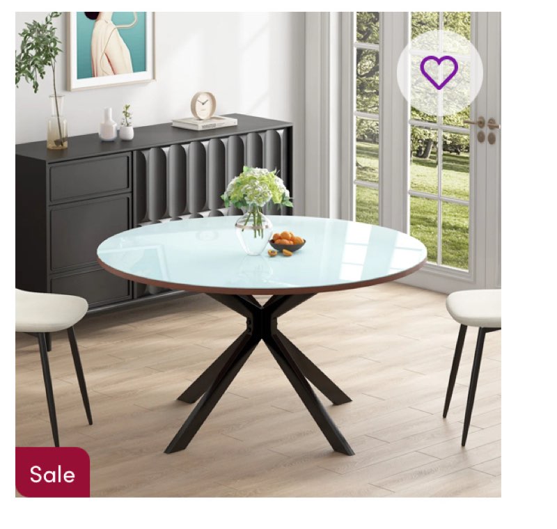 ( incomplete/ missing top) 47.2\" Round Glass And Wood Dining Table With Black Metal Base Fits Kitchen, Dining Room, Living Room